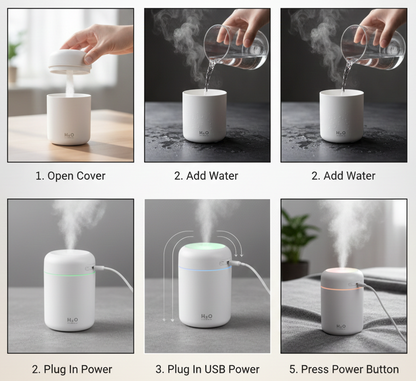 Portable Air Humidifier Aroma Essential Oil Diffuser for Car Home